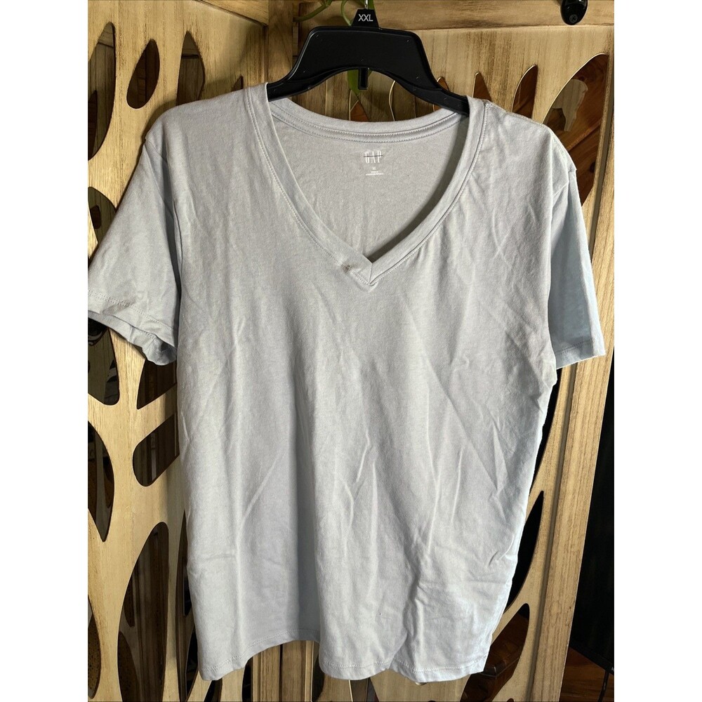 Women’s GAP T-Shirt V-Neck Short Sleeve Blue-Gray Cotton